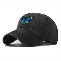 Butterfly Embroidery Baseball Cap Distressed Dad Hat
