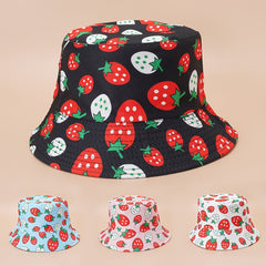 Graffiti Strawberry Hat Stylish Summer Sunshade Sunscreen Fisherman Hat