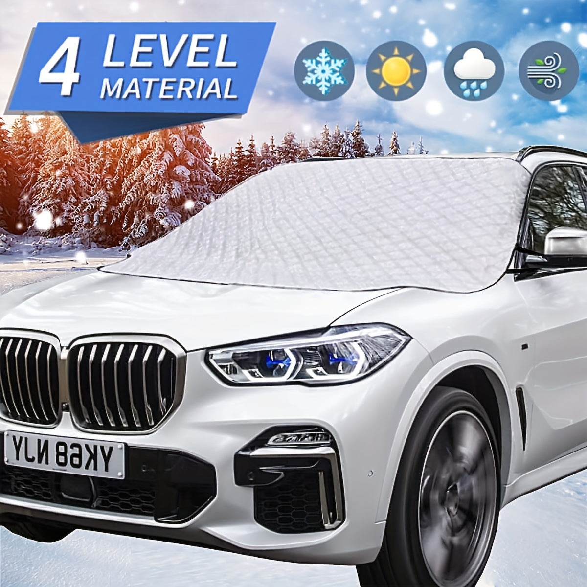 Large Thick Car Windshield Snow Cover 4-Layer Protection Anti-Freeze Ice Removal