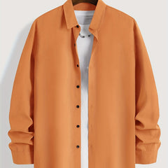 Men's Solid Print Casual Button Up Shirt for Spring Summer