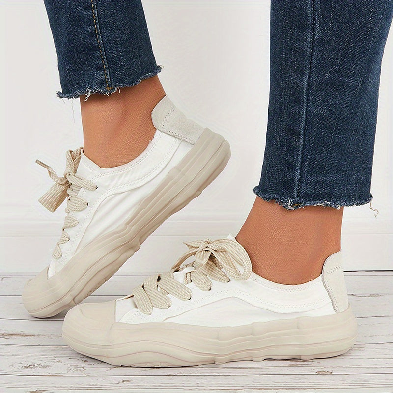 Women's Canvas Lace Up Retro Skate Shoes Lightweight Flat Shoes