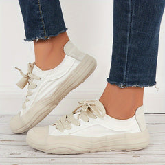 Women's Canvas Lace Up Retro Skate Shoes Lightweight Flat Shoes