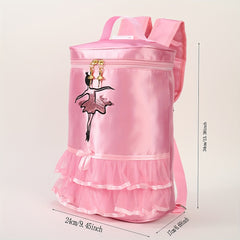 Ballet Girl Decor School Bag Zipper Bucket Bag for Girls