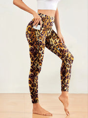 Leopard Print Yoga Pants High Elastic Leggings With Pocket
