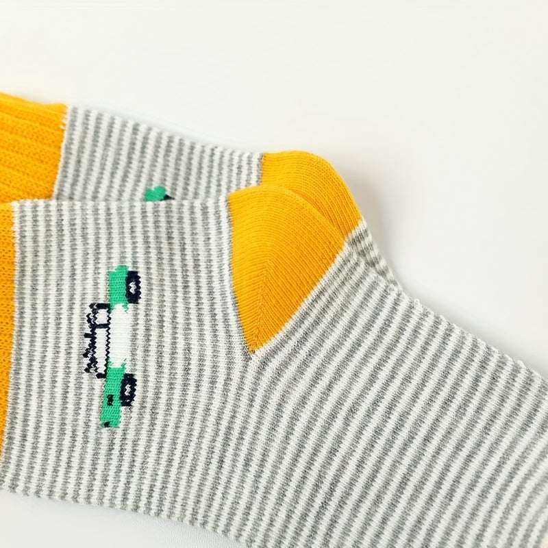 5 Pairs Boys Kids Cartoon Crew Socks Spring Autumn