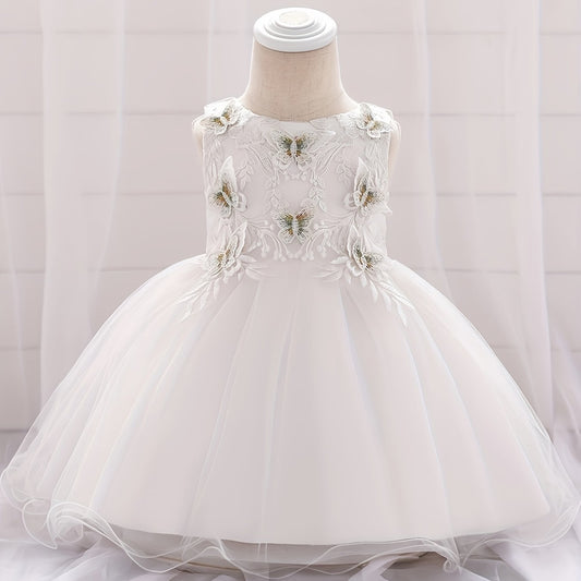 Girls Butterfly Embroidery Princess Dress Baby Birthday Party Dress