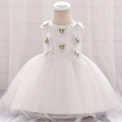 Girls Butterfly Embroidery Princess Dress Baby Birthday Party Dress