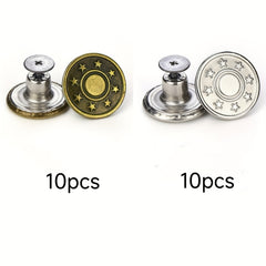 20pcs Snap Buttons Copper Alloy Star Letter Designs Easy Snap Replacement