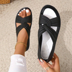 Women's Cross Strap Flat Sandals Lightweight Cutout Sandals