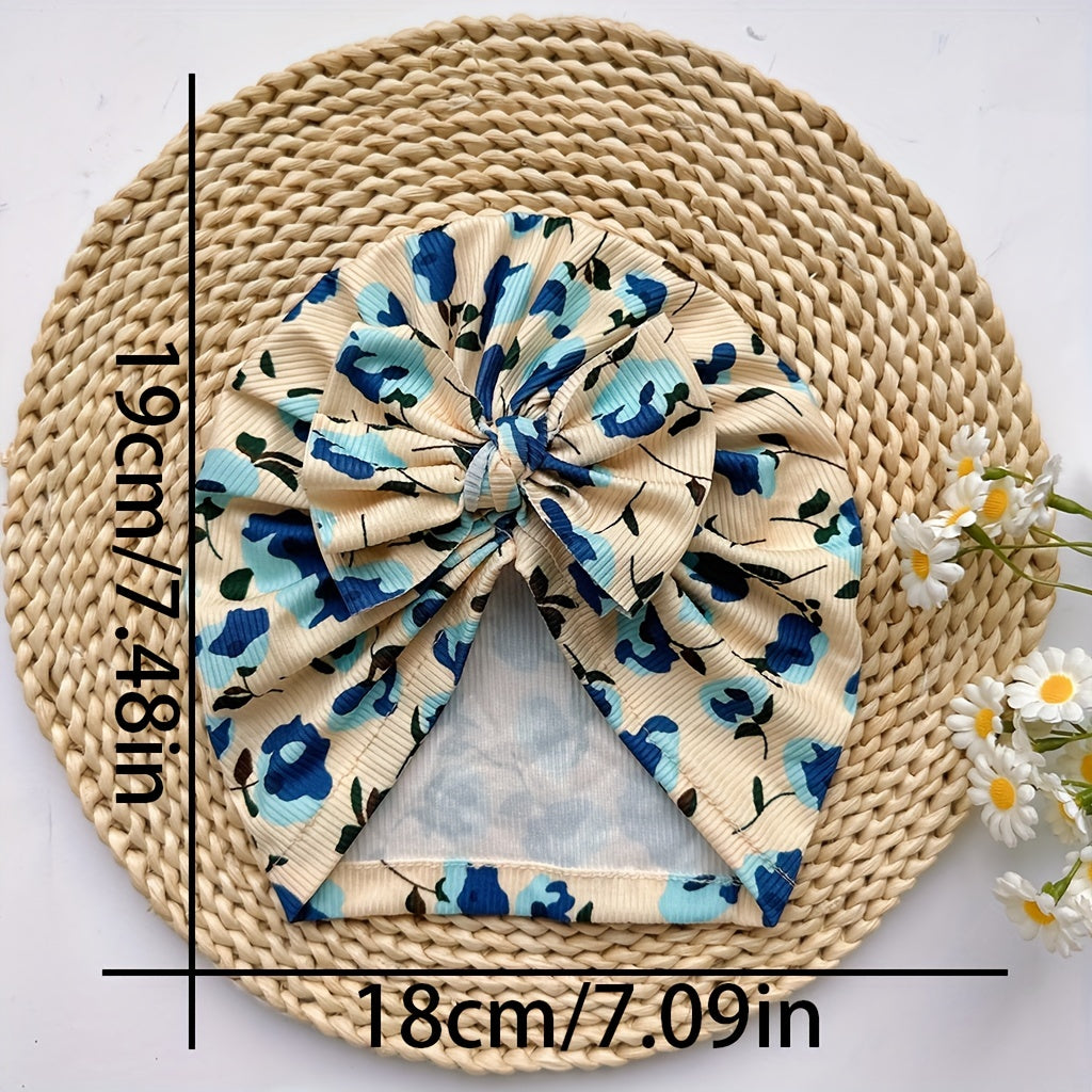 Baby Bow Print Headband Soft Baby Hat for Newborns
