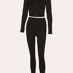 2pcs Yoga Sets Zipper Hooded Jacket & Leggings Women's Activewear