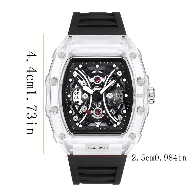 Men's Transparent Barrel Hollow Night Glow Automatic Quartz Watch