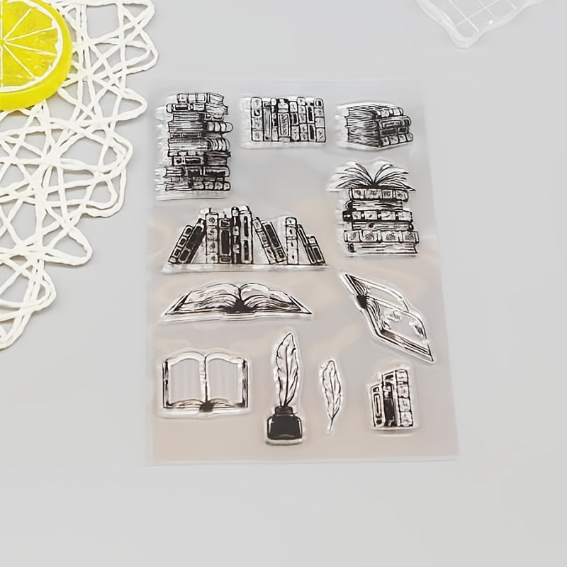 Clear Stamp for Crafting, Transparent Book Theme Design