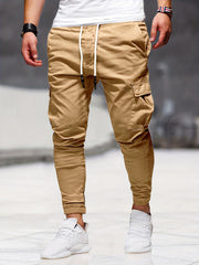 Men's Drawstring Cargo Pants Slim Fit Casual Outdoor Pants