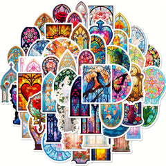 50pcs Blooming Baroque Window Flower Stickers for Laptop Helmet