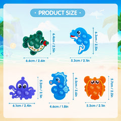 10pcs Sea Animal Silicone Pop Keychains Non Toxic Waterproof E
