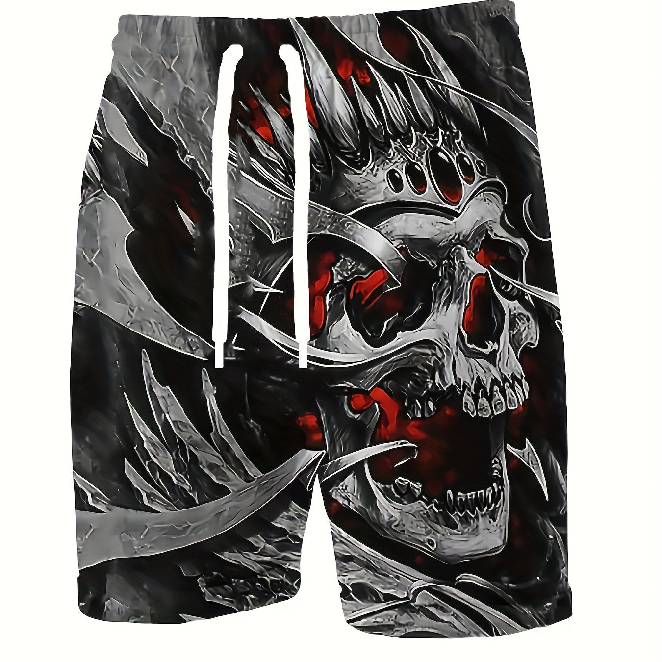 Skull Pattern Comfy Shorts Men's Casual Elastic Waist Drawstring Shorts