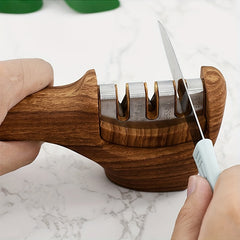 3-in-1 Kitchen Sharpener with Wooden Handle