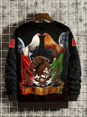 Mexico Rooster Eagle Print Hoodie Men Graphic Loose Pullover