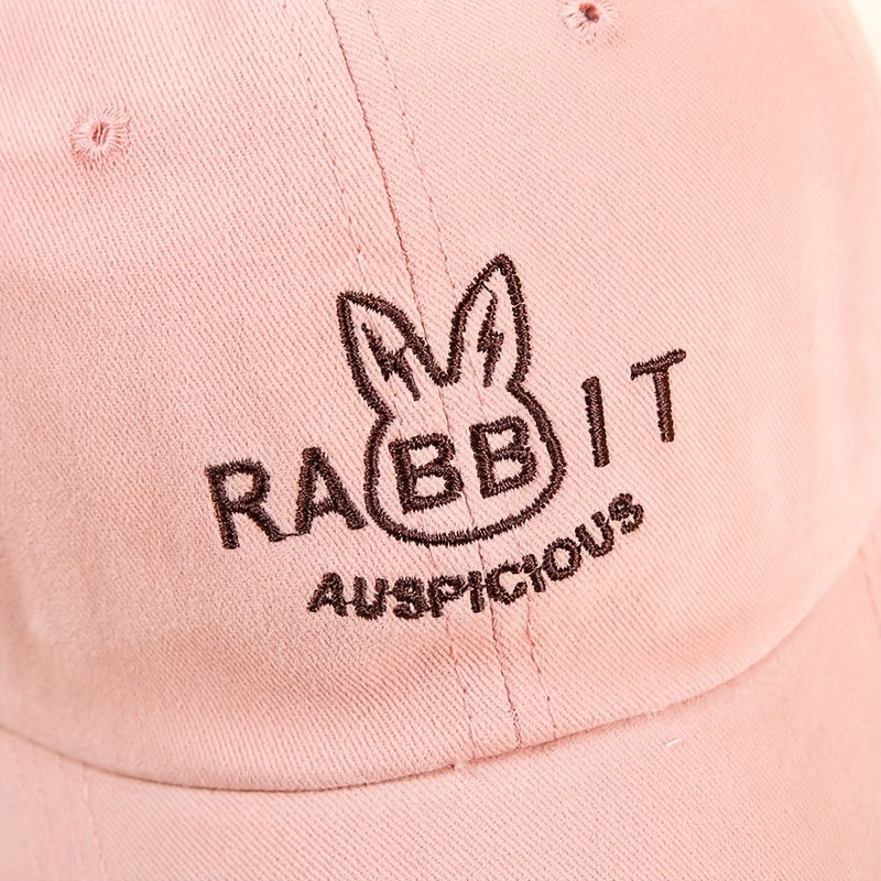 Rabbit Embroidery Baseball Cap Cartoon Solid Casual Sun Hat Adjustable Dad Hats