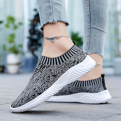 Women's Multicolor Woven Slip-On Sneakers Flatform Casual Running Shoes