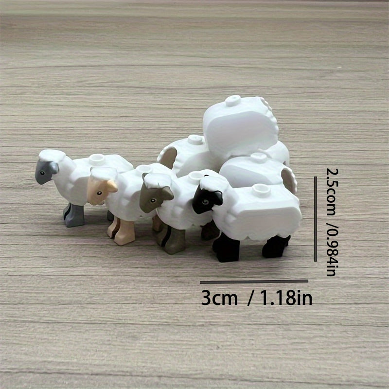 Sheep Farm Building Blocks Set for Kids, DIY Farm Toy Animal Model Puzzle Set