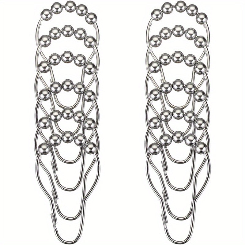 12pcs Stainless Steel Shower Curtain Hooks for Bathroom Shower Rods
