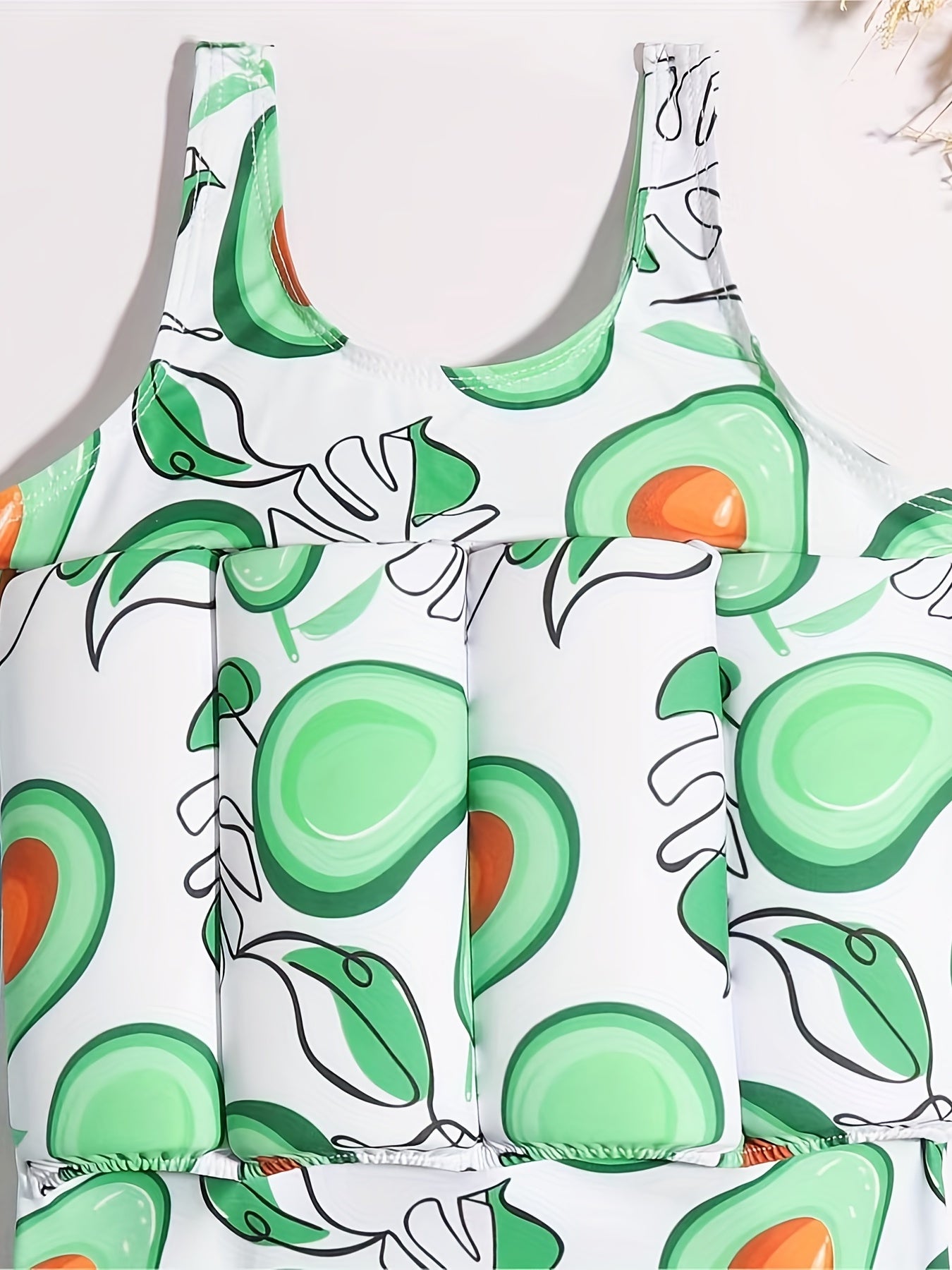 Baby Girls Avocado Print Swimsuit Sleeveless & Adjustable