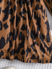 Baby Girls V-Neck Leopard Print Stylish Dress for Spring & Autumn