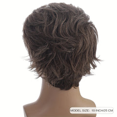 Men's Brown Short Curly Hair Wig for Daily Wear & Parties