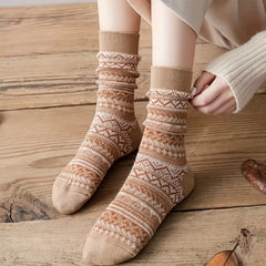 6 Pairs Women's High Cotton Mid Calf Socks for Autumn/Winter