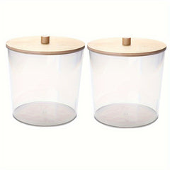 Large Plastic Laundry Pods Container with Bamboo Lid