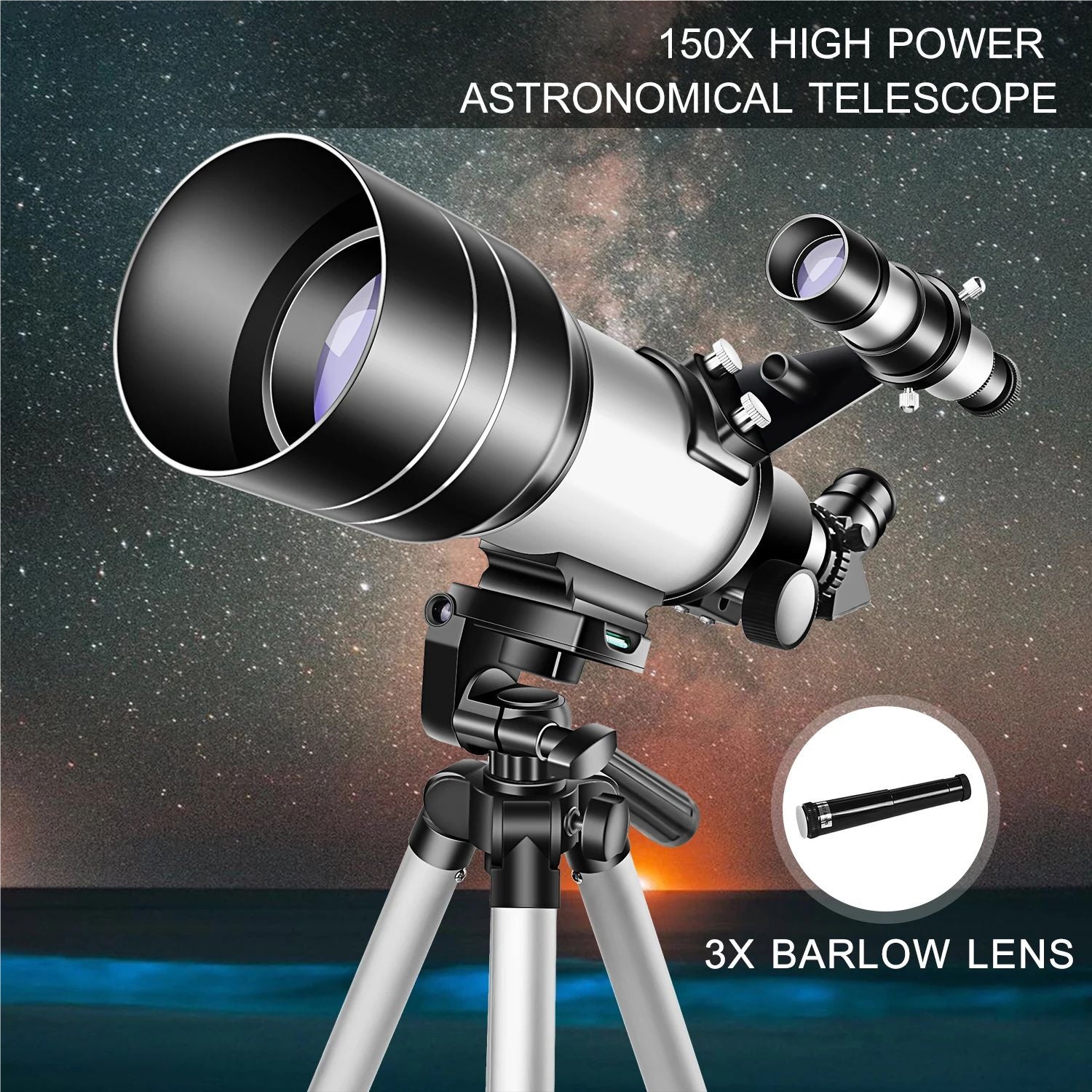 70mm High Power Telescope with Tripod Stand - Ideal for Stargazing Moon V