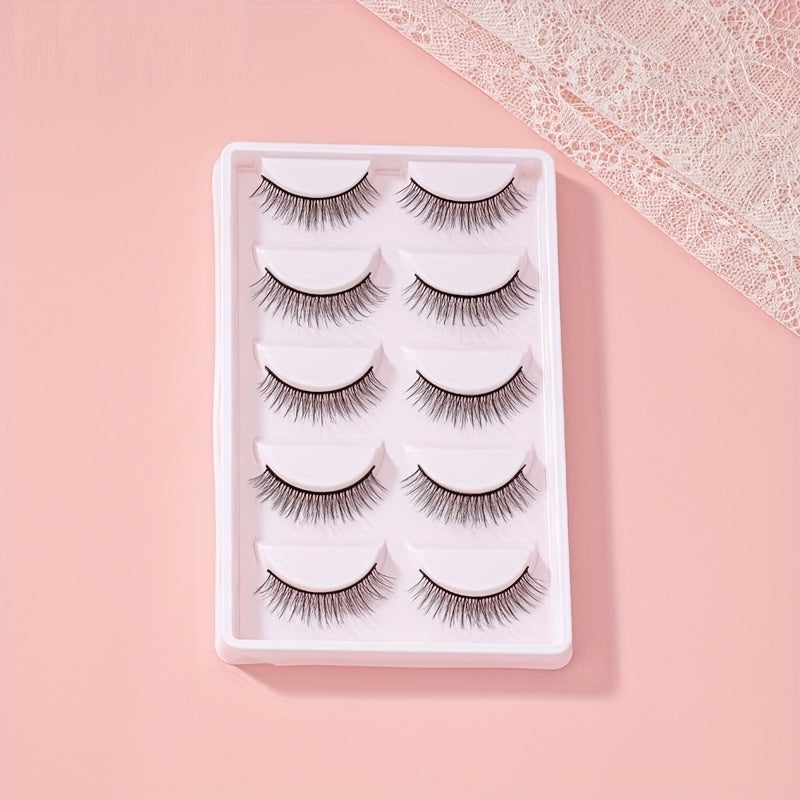 5 Pairs False Eyelashes Criss Cross Curly Makeup Extension Natural Look Lashes