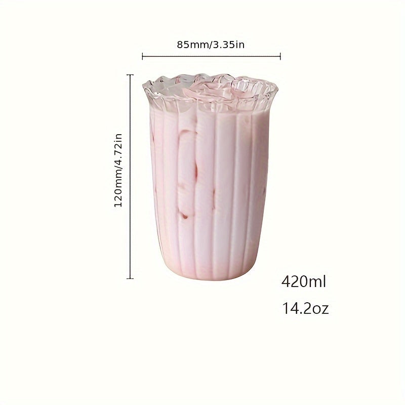 420ml Retro Transparent Glass Water Cup for Outdoor Camping Picnic Travel
