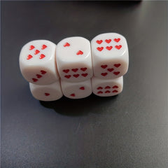 6 Sided Red Heart Acrylic Dice for Bar Parties Home Games