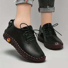 Women's Solid Lace Up Flat Sneakers Anti-Skid Low Top Shoes