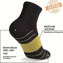 Men's Mid Crew Sport Socks - Sweat Absorbing Nylon Blend - Comfy & Breathable