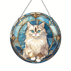 Acrylic Halloween Cat Round Stain Window Hanging