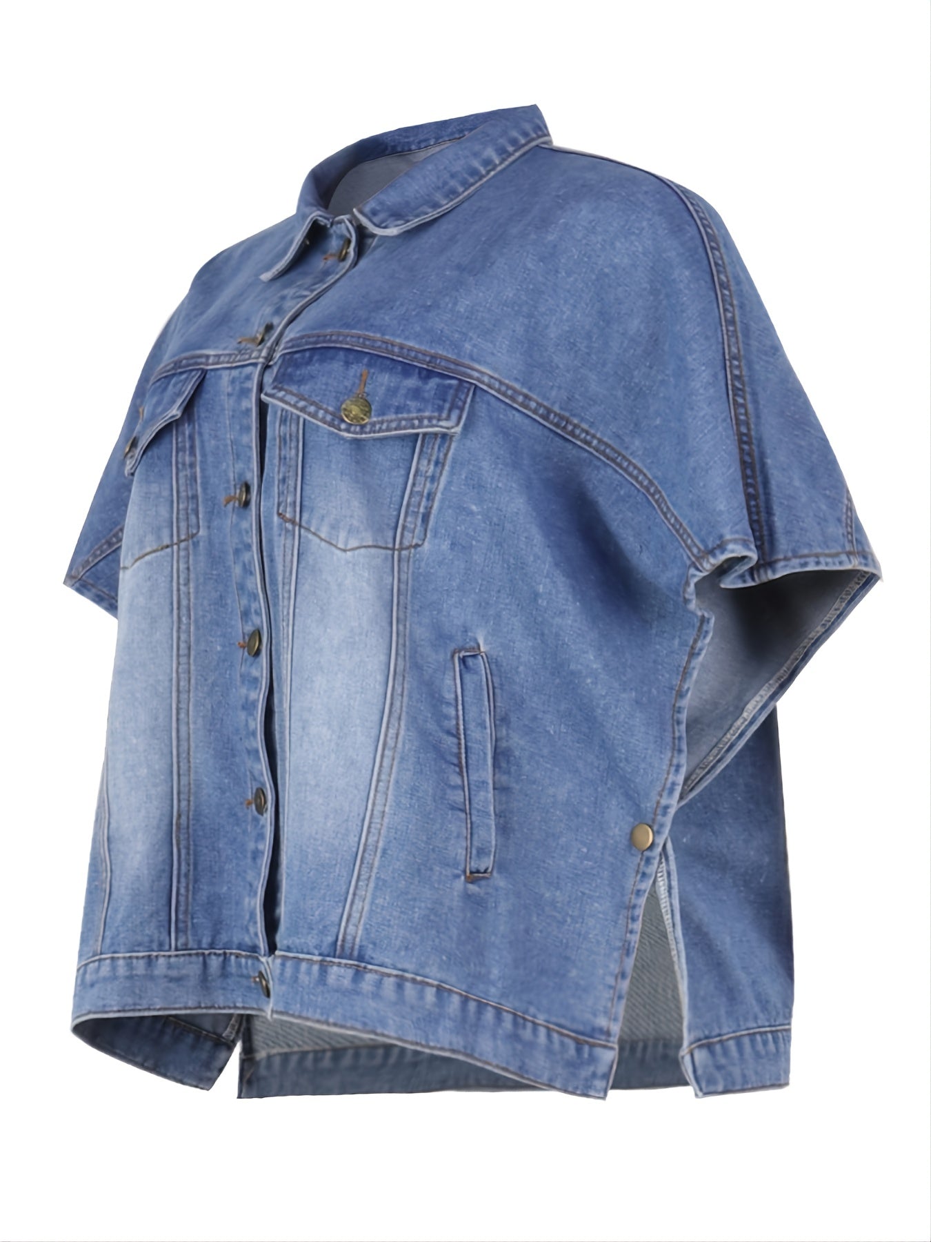 Women's Denim Poncho Cloak Cape Washed Denim Jackets
