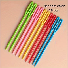 10pcs Mixed Plastic Knitting Needles Crochet Hooks Yarn Needle DIY Sweater
