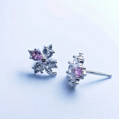 S925 Silver Four leaf Clover Earrings & Faux Diamond Studs