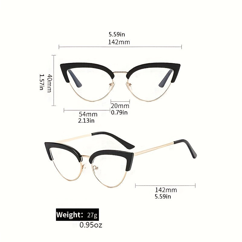 Triangle Metal Frame Clear Lens Glasses Anti Light Eyewear