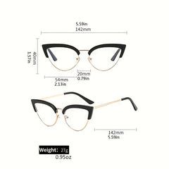 Triangle Metal Frame Clear Lens Glasses Anti Light Eyewear