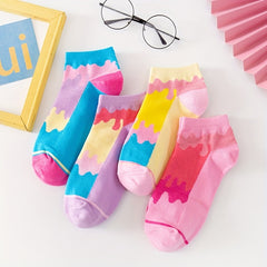 4 Pairs Colorblock Ankle Socks Women's Low Cut Stockings