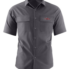 Letter & Baseball Bear Print Casual Short Sleeve Shirt with Chest Pockets