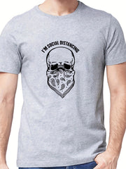 Men's Social Distancing Letter Print T Shirt for Summer