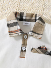 Boys Polo Shirt & Plaid Shorts Preppy Style Summer Kids Clothes