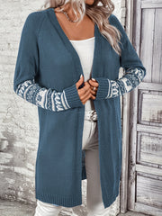 Women's Plus Geo Print Open Front Cardigan