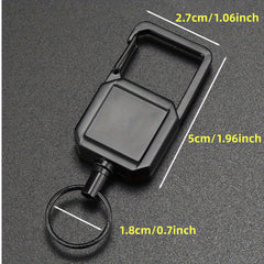 Metal Square Keychain Buckle Retractable Key Chain For Outdoor Camping